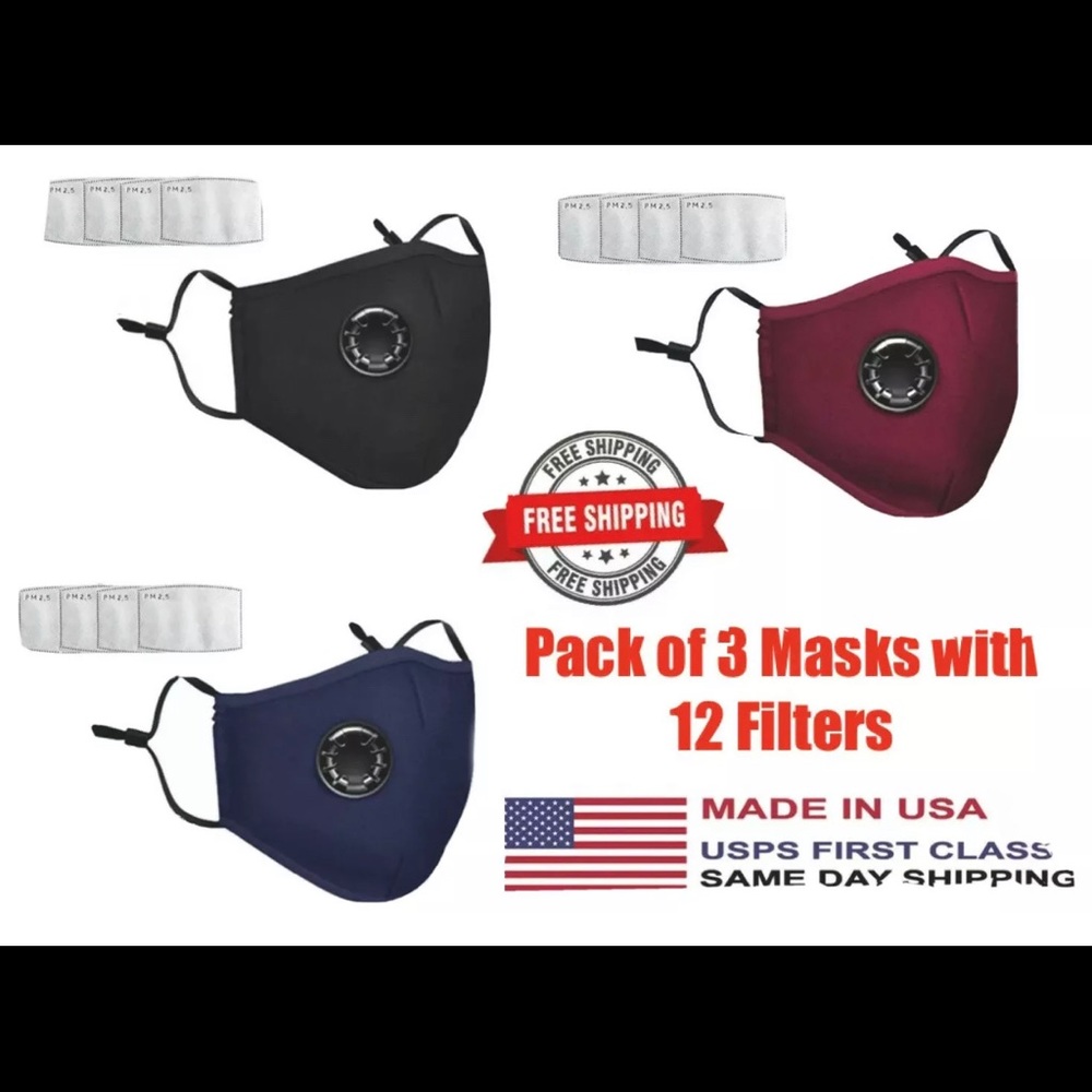 COPY - 3 masks with valve with 12 filters